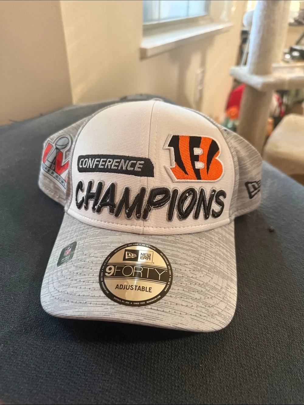 New Era White/Gray Cincinnati Bengals Conference Champions 9FORTY Hat